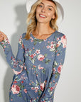 e Luna Floral Print Jersey Babydoll Top