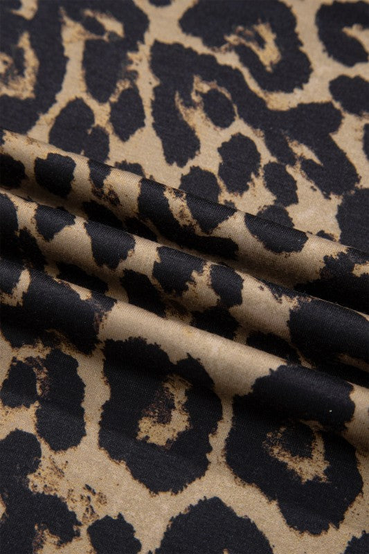 Leopard & Floral Square Neck Long Sleeve T-Shirt