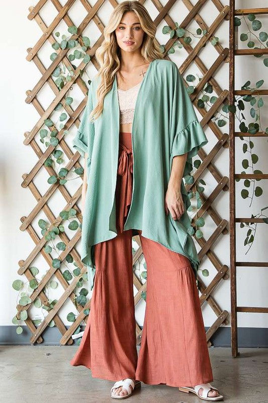 Jade By Jane Wide Sleeve Ruffle Kimono