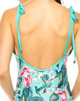 One Piece Bathing Suit Floral Print With Shoulder Tie