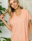 e Luna Solid Waffle V-Neck Top