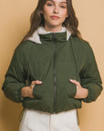 Love Tree Zip Up Cropped Hooded Sherpa Reversible Jacket