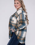 Blue B Plus Size Yarn Dyed Plaid Shirt Jacket