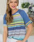 e Luna Multi Stripe Mixed Baseball Top