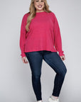 Zenana Plus Ribbed Brushed Melange Hacci Sweater