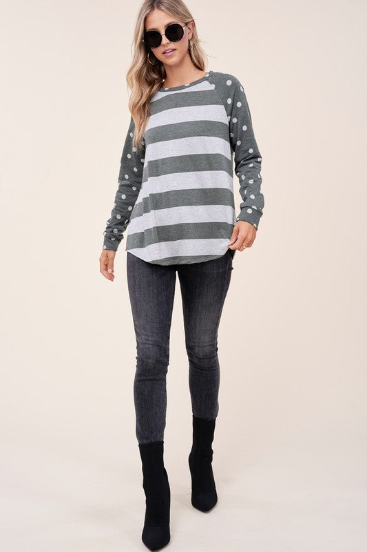 e Luna PLUS Striped Mixed Sweatshirt