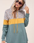 e Luna PLUS Cheetah Print Solid Terry Mix Sweatshirt