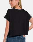 Zenana Round Neck Short Sleeve Crop T-Shirt