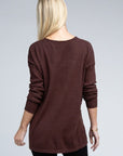 Zenana Viscose Front Pockets Sweater