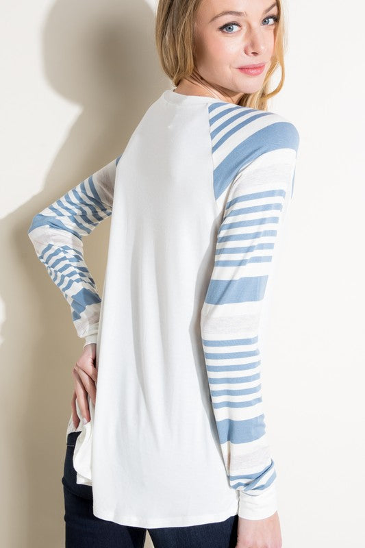 e Luna PLUS Engineering Striped Mix Top