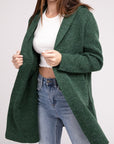 Zenana Hooded Open Front Sweater Cardigan