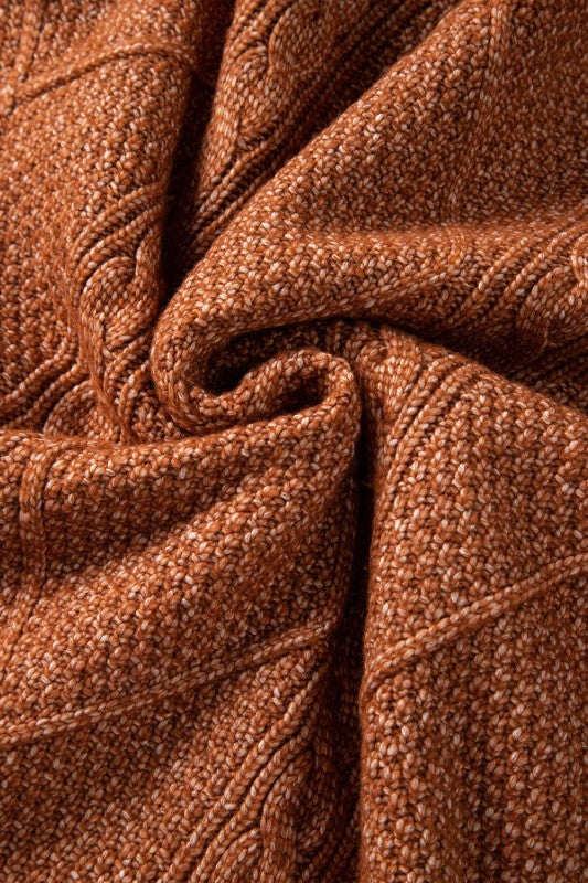 Cable Knit Drop Shoulder Sweater Dress