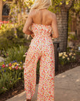 Floral Bandeau Top and Wide Leg Pants Set