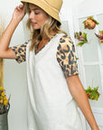 e Luna Cheetah Solid Mixed Tunic Top