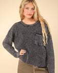 VERY J Mineral Washed Exposed Seam Sweater