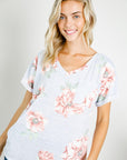 e Luna PLUS Triblend Floral V-Neck Top