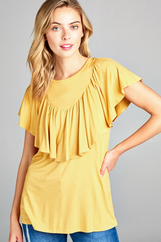 Solid Ruffle Detail Top - Online Only