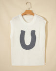 Western Horseshoe Crochet Short Sleeve Sweater