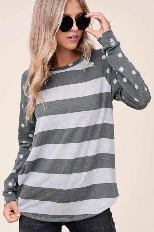 e Luna PLUS Striped Mixed Sweatshirt