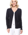 MAK Women's V-Neck Button Down Knit Cardigan Sweater