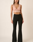 Mittoshop Crepe Knit Elastic Waist Flare Leg Pants