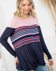 e Luna Solid Striped Mix Colorblock Top