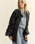 Davi & Dani Exposed Seam Zip Up Dropped Shoulder Jacket