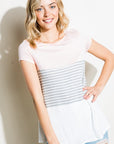 e Luna PLUS Striped Solid Color Block Top