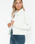 Snobbish Snap Down Long Sleeve PU Leather Jacket