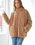 Davi & Dani Washed Soft Comfy Quilting Zip Closure Jacket