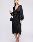 Flounce Hem Wrap Dress