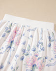 Floral Long Sleeve Top & Elastic Waist Skort Set