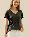 Ninexis Full Size V-Neck Short Sleeve T-Shirt