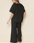 Women Textured T Shirt and Drawstring Pants Set