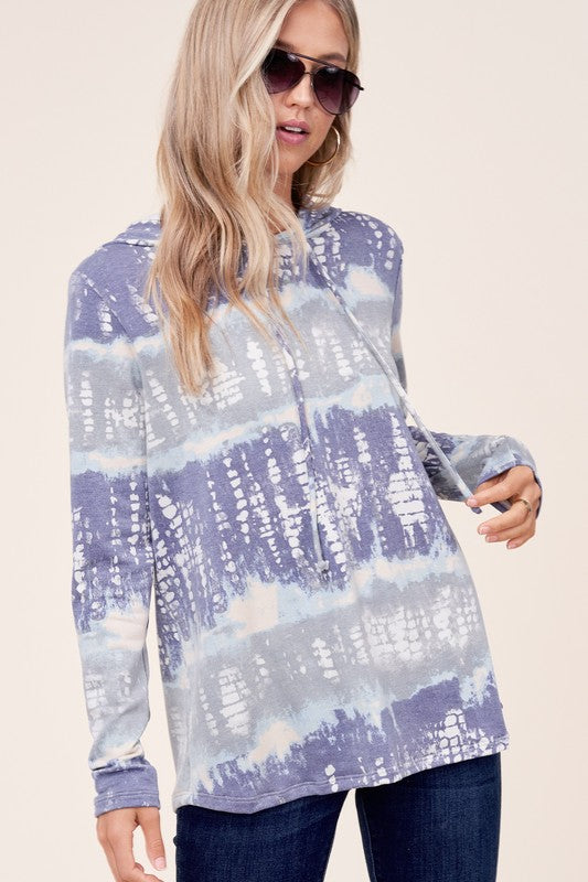 e Luna Terry Tie Dye Long Hoodie PLUS Top