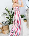 e Luna Striped Smocked Maxi Dress