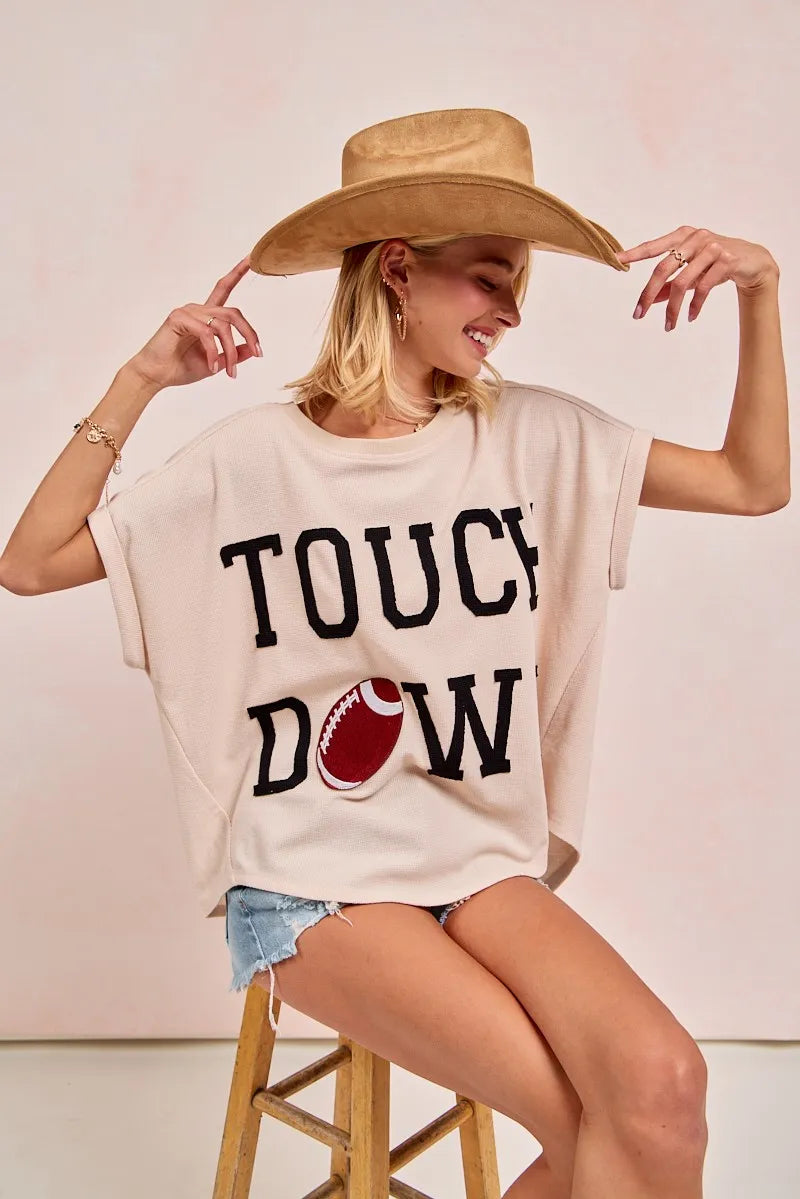 BiBi Game Day Touchdown Letter Patches Waffle Short Top