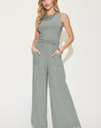 Basic Bae Full Size Ribbed Tank and Wide Leg Pants Set