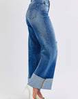 Judy Blue Full Size Distressed High Waist Wide Leg Jeans