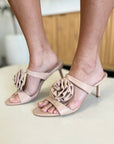 Weeboo Flower PU Leather Stiletto Heel Sandals