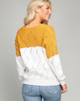 Color Block V-Neck Knit Top - Online Only