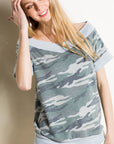 e Luna French Terry Camouflage Print Top