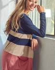 e Luna Solid Jersey Colorblock Cardigan