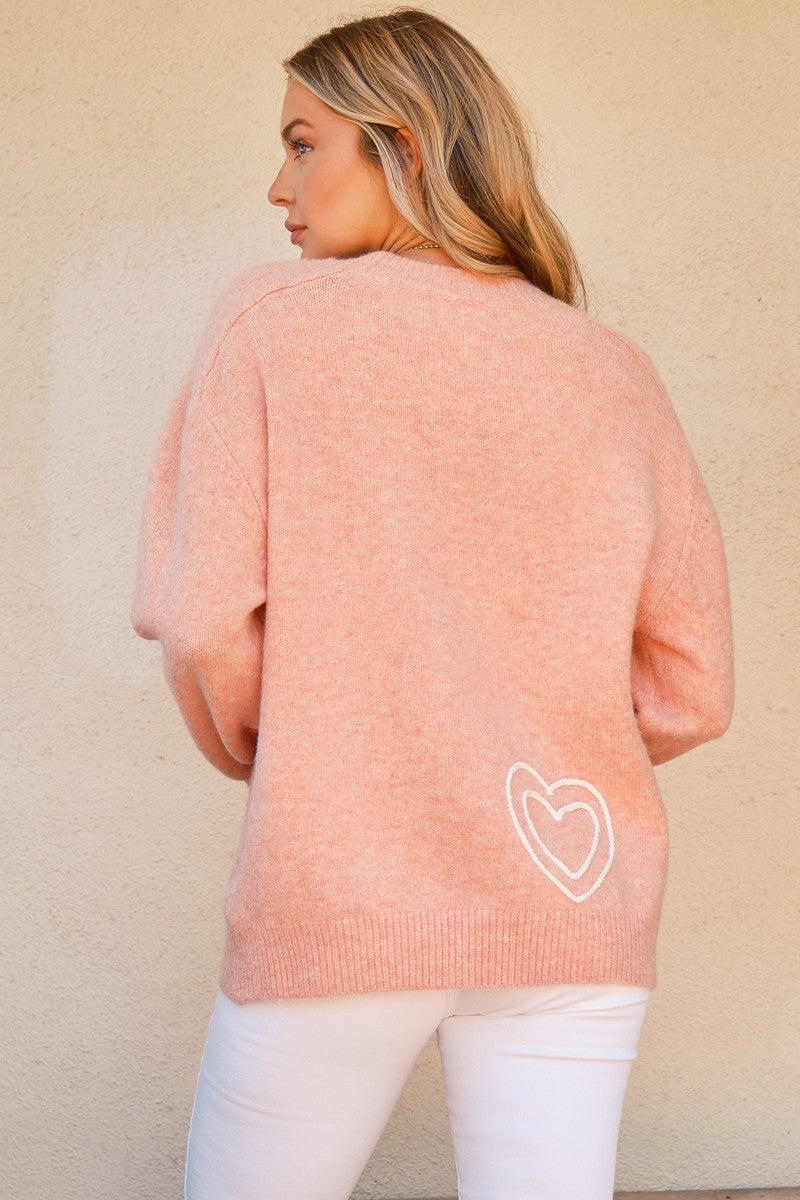 And The Why WIFEY &amp; Heart Round Neck Sweater