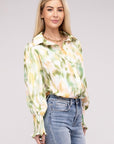 Allover Printed Long Sleeve Blouse