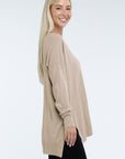 ZENANA Hi-Low Hem Front Seam Sweater