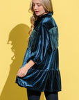 And The Why Fringe Detailed Velvet Shirt Dress