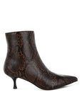 Thymus Snake Print Kitten Heel Boots