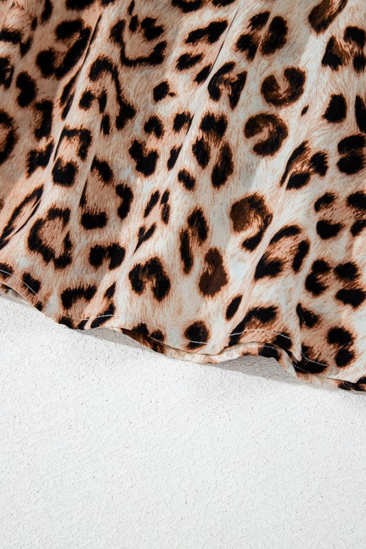 Cheetah Colorblock V-Neck Babydoll Blouse