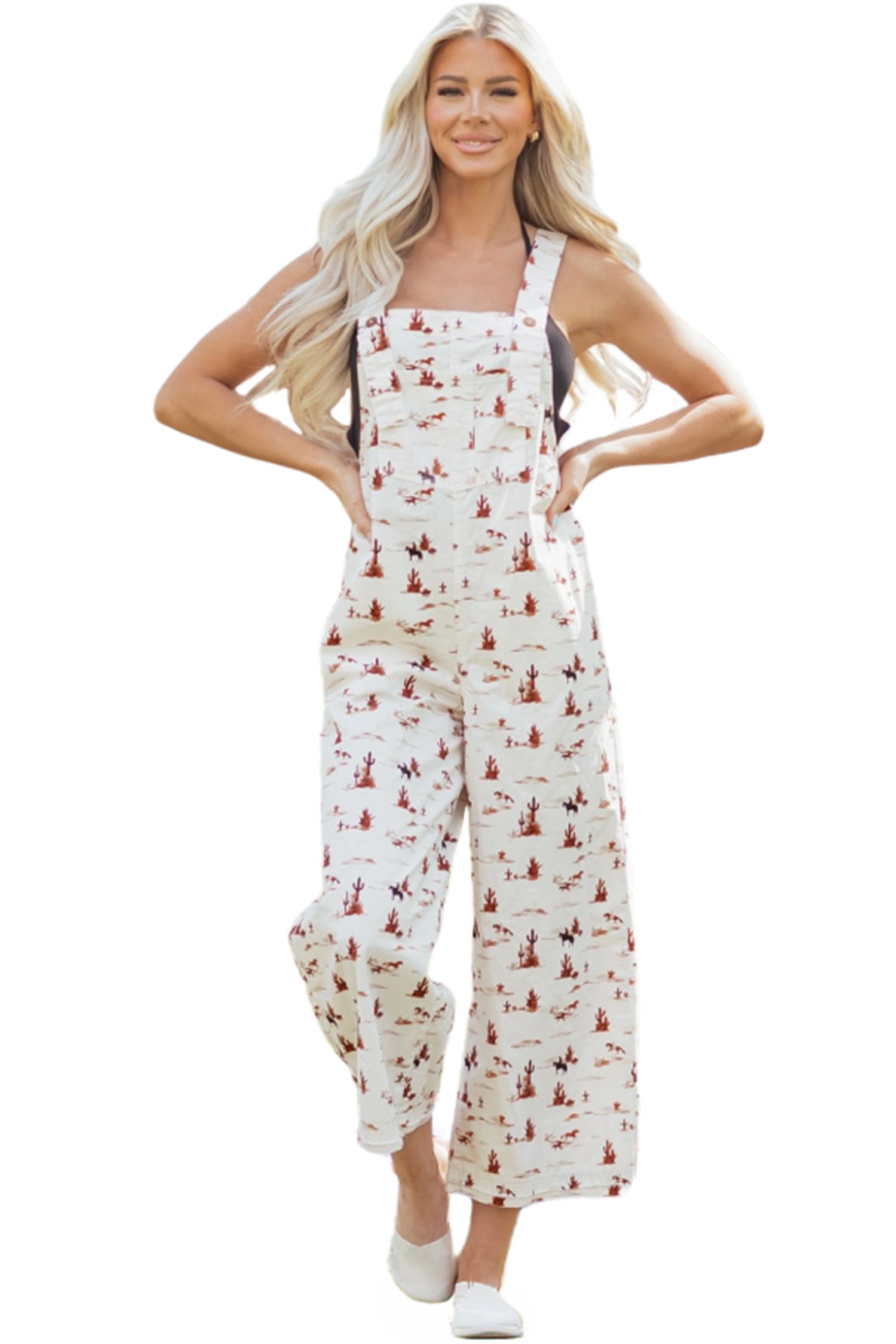 Western Adjustable Buttoned Strap Dungaree Jumpsuit